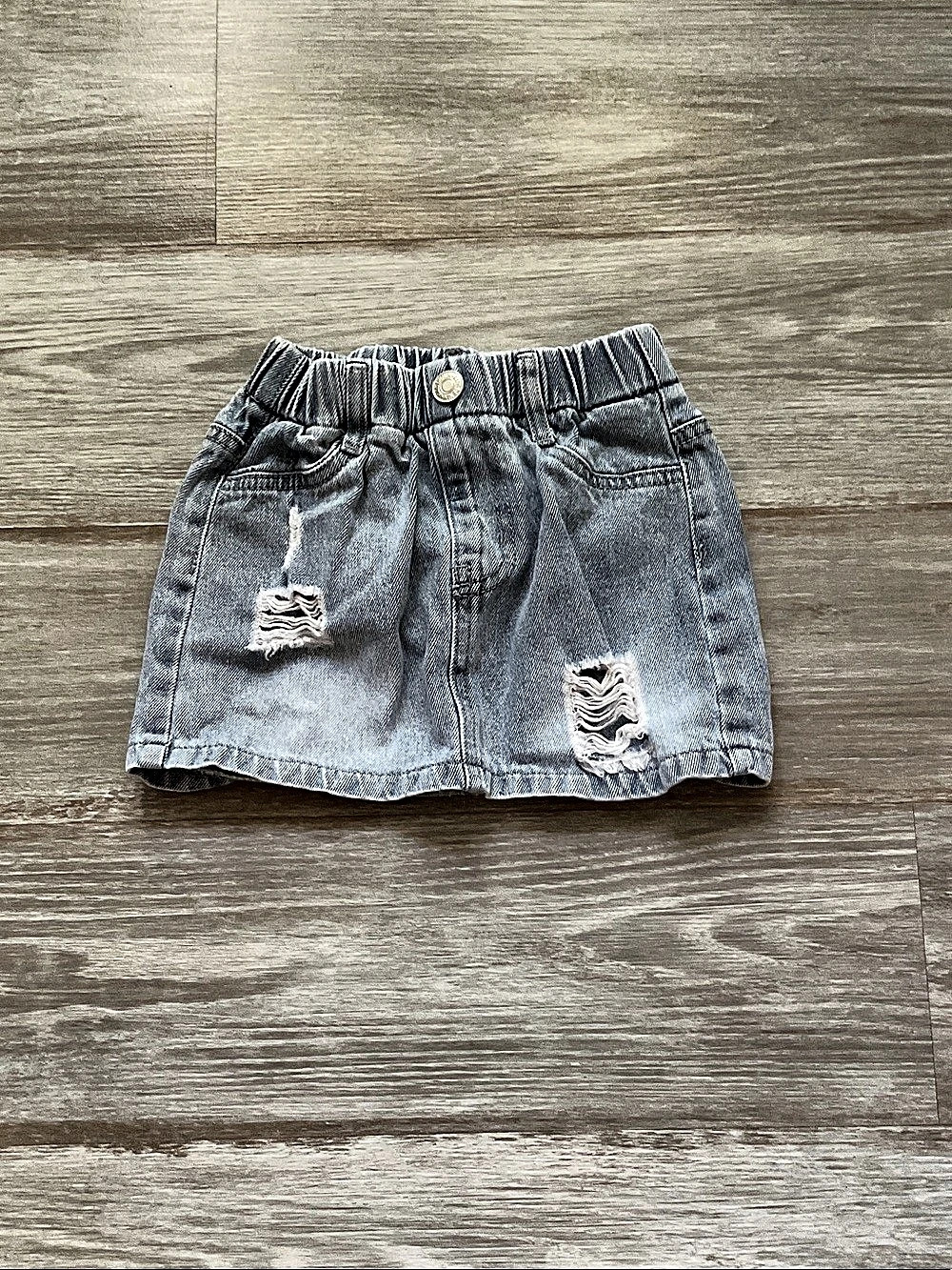 Distressed Denim Skirt
